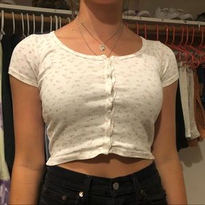 White floral button up